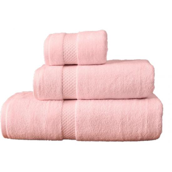 Pamuklu Kadife Havlu 3lü Hamam Seti Açık Pembe